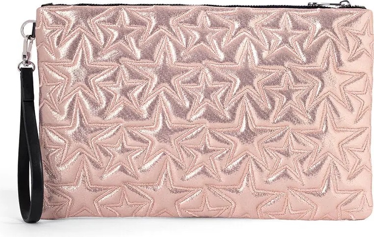 Ecrou Yıldız Desenli Siyah Parlak Portföy & Clutch Çanta Çıkarılabilir Bileklik Askılı 30 x 19 cm