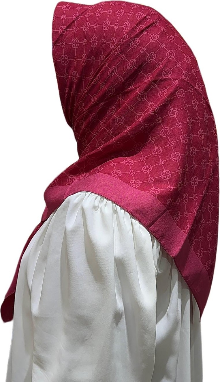 Aker Elegance Monogram Eşarp - Fuşya - 1090500-993