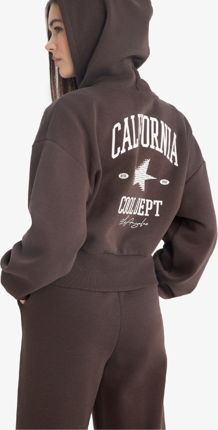 DeFacto Oversize Geniş Kalıp Kapüşonlu Sırt Baskılı Fermuarlı Sweatshirt E9583AX25WN