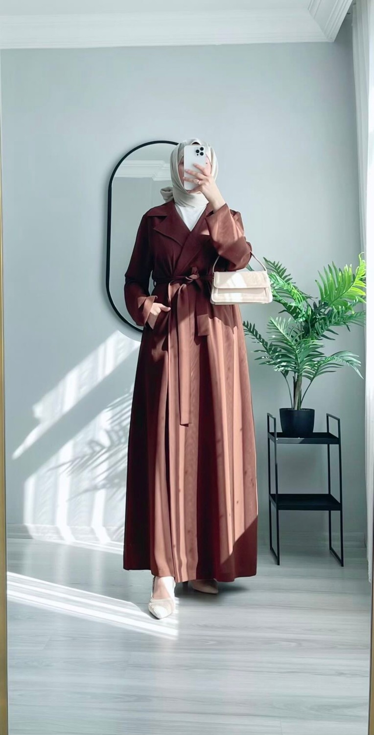 Wedof Design Kuşaklı Uzun Kap Trench Tunik