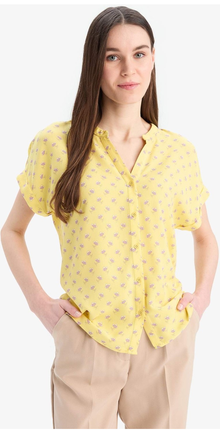 DeFacto Regular Fit Apaş Yaka Desenli Kısa Kollu Gömlek I6173AZ25SM görsel 3
