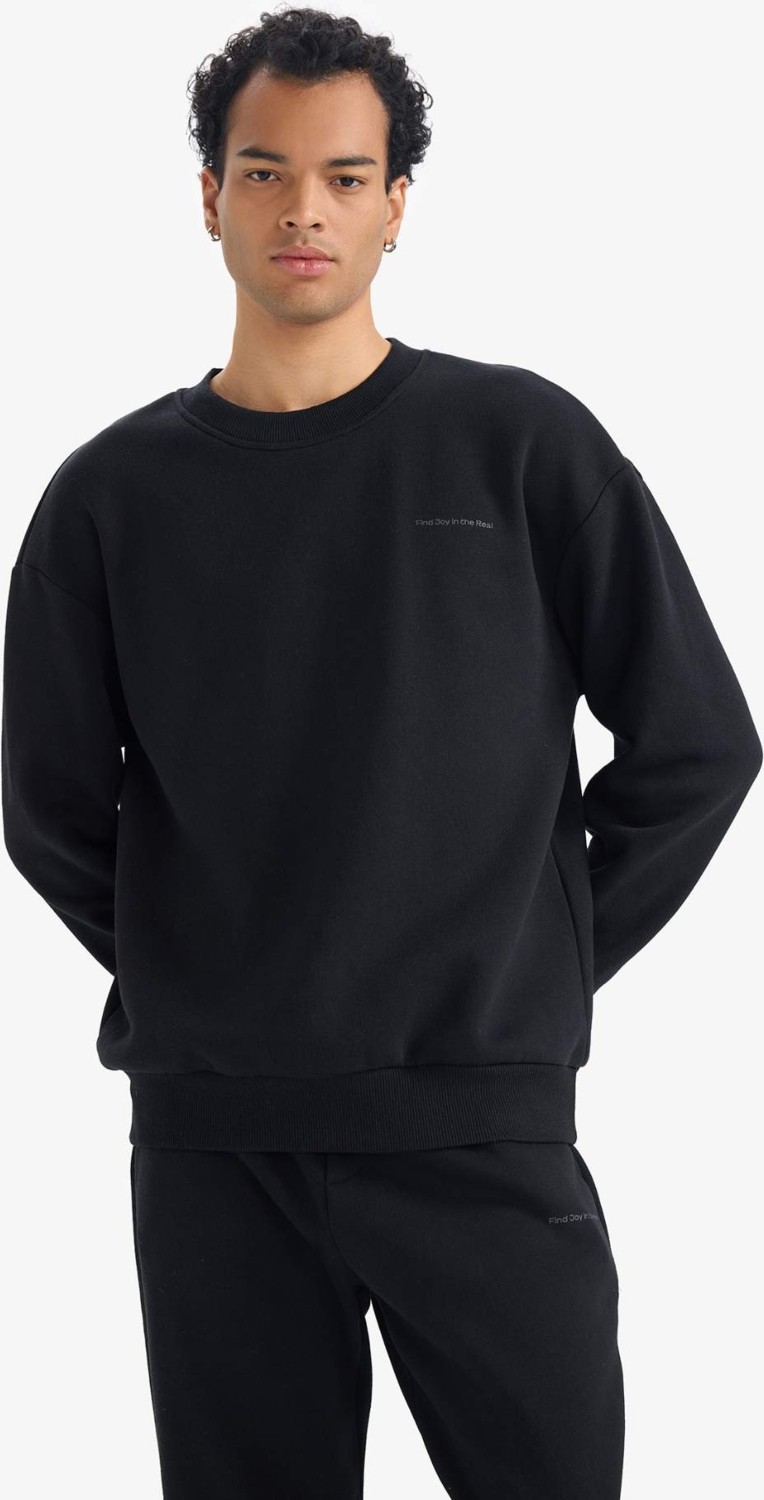 DeFacto Boxy Fit 2'li Takım Bisiklet Yaka Baskılı Sweatshirt Eşofman Altı F9623AX25AU görsel 3