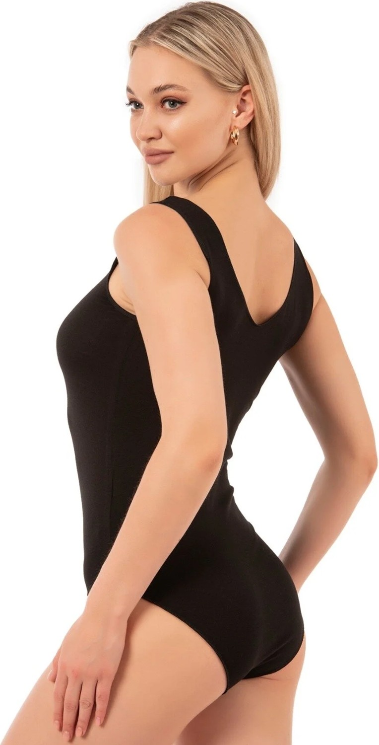 Lirona Modal Kumaş Fitted/vücuda Oturan Terletmez Ön Arka Havuz Yaka Çıtçıtlı Premium Örme Body görsel 2
