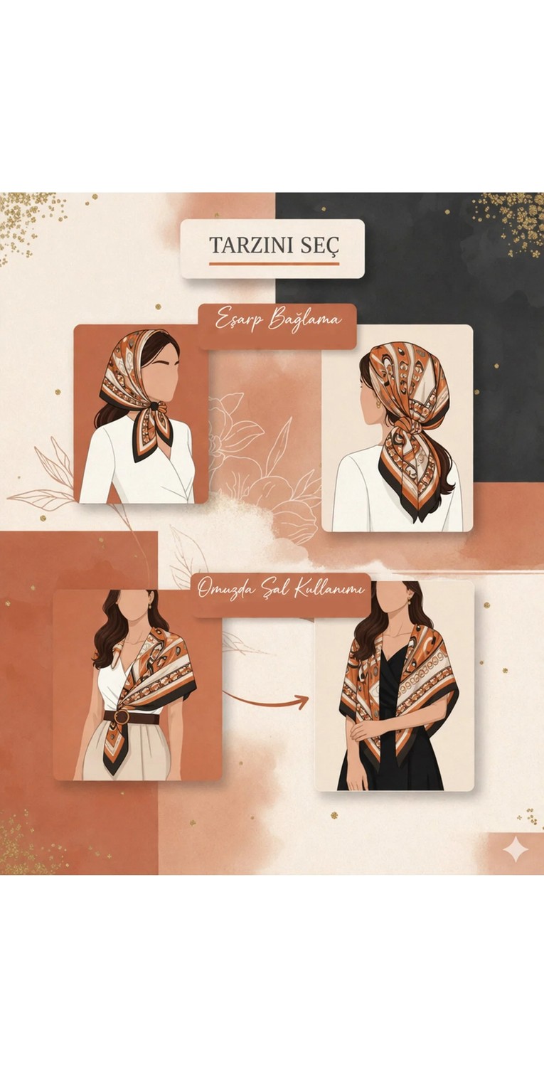 Tarzını Seç Lacivert Queen Fular / Bandana / Aksesuar / Eşarp 90X90 cm görsel 4