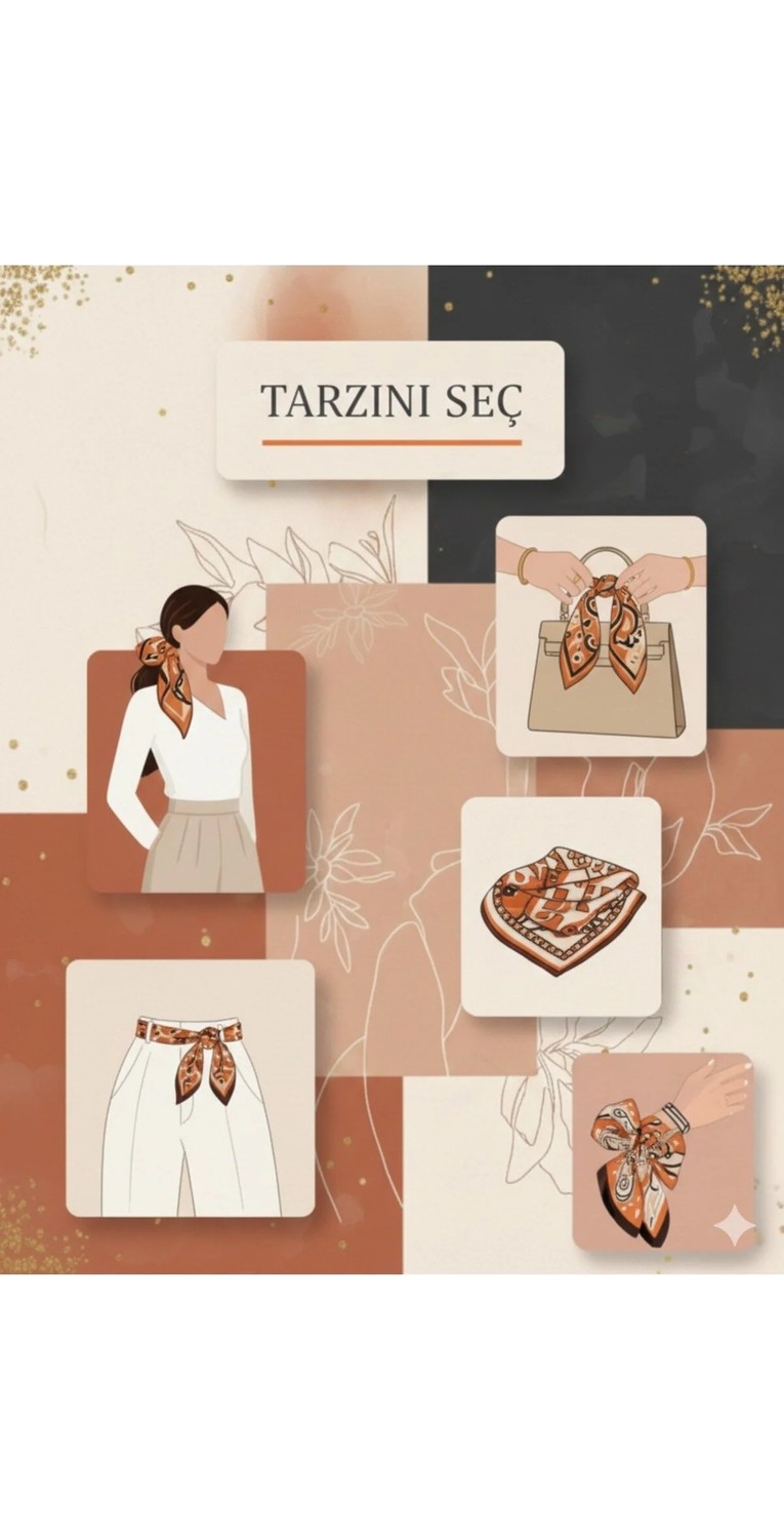 Tarzını Seç Lacivert Queen Fular / Bandana / Aksesuar / Eşarp 90X90 cm görsel 5