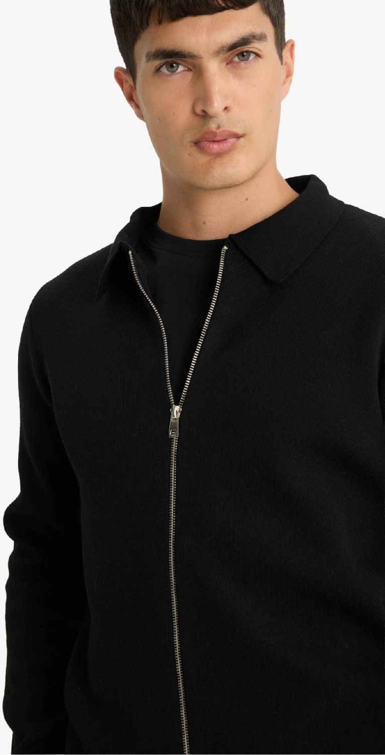 DeFacto Standart Fit Polo Yaka Basic Düz Fermuarlı Triko Hırka D3592AX25WN görsel 4