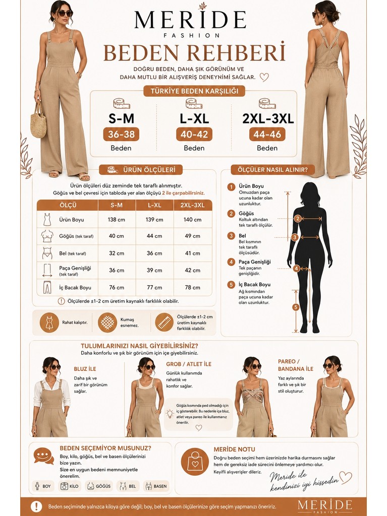 Meride Fashion Kadın Askılı Halka Detaylı Arkadan Çapraz Tulum görsel 7