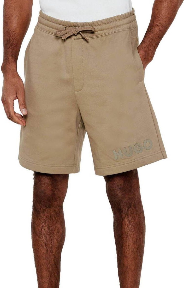 Hugo Erkek Bel Lastikli Kısa Boy Hugo Yazı Desenli Dokuma Bej Şort 50535260-219