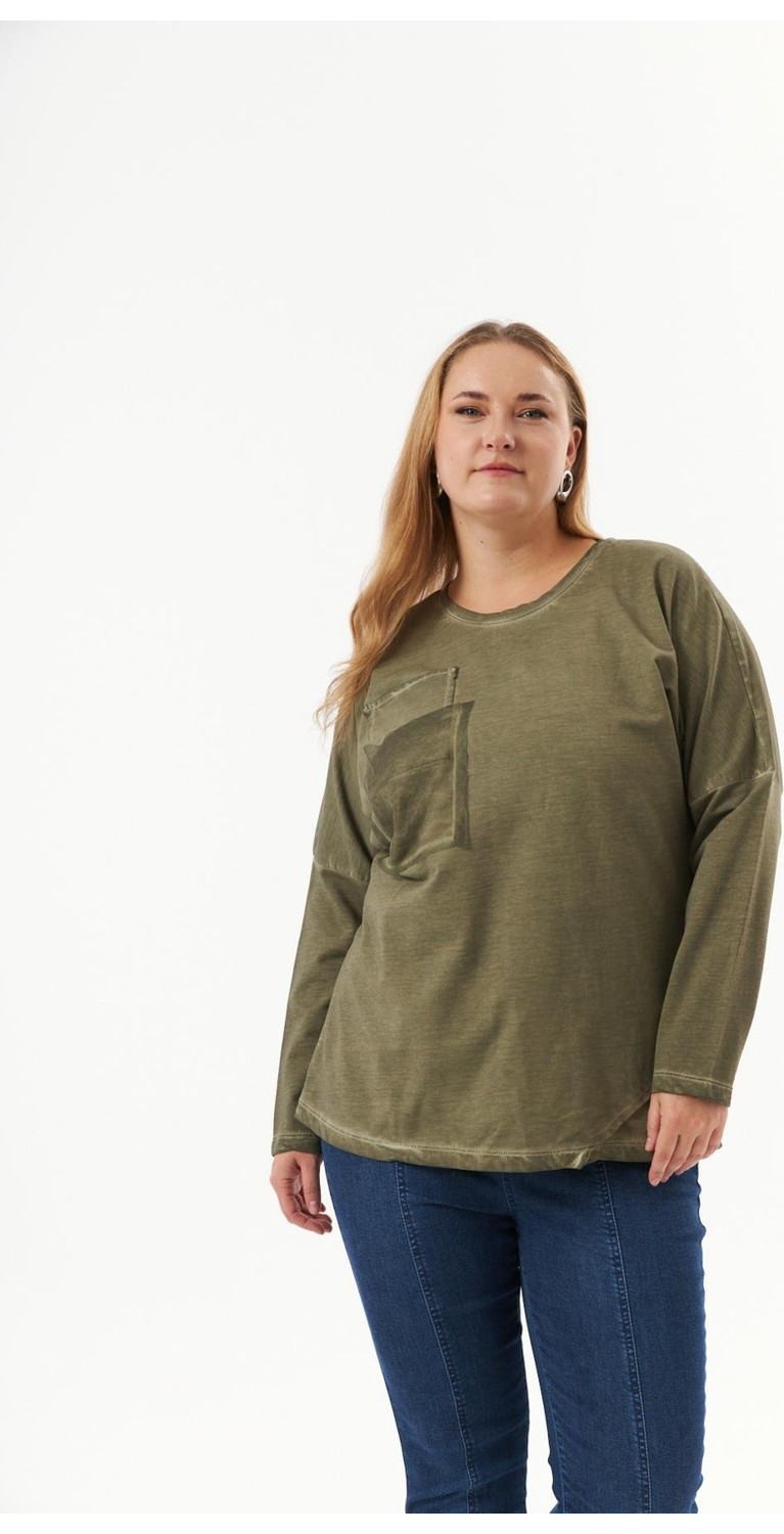 Rmg Büyük Beden Cep Detay Parça Boya Sweatshirt Indigo görsel 2