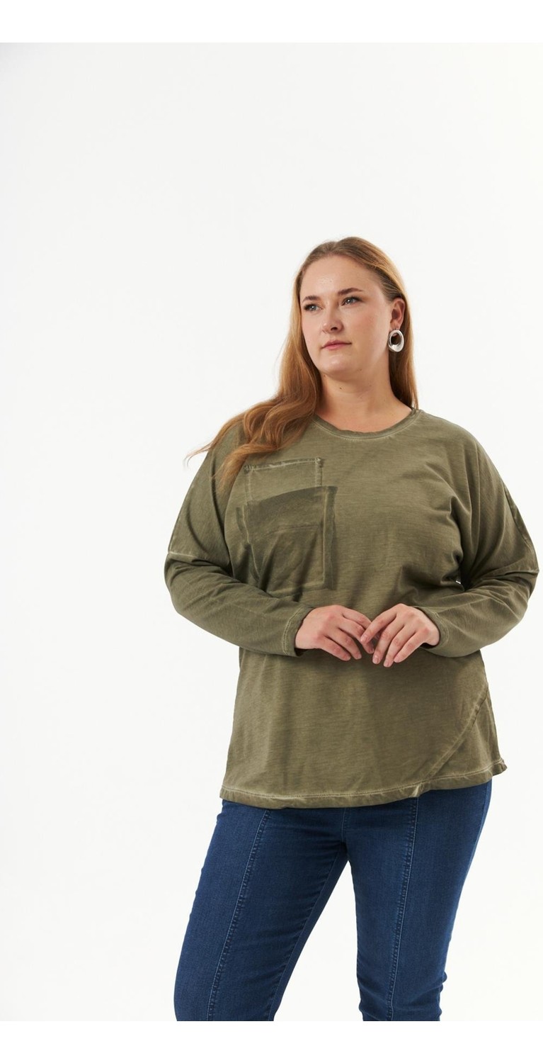 Rmg Büyük Beden Cep Detay Parça Boya Sweatshirt Indigo görsel 3
