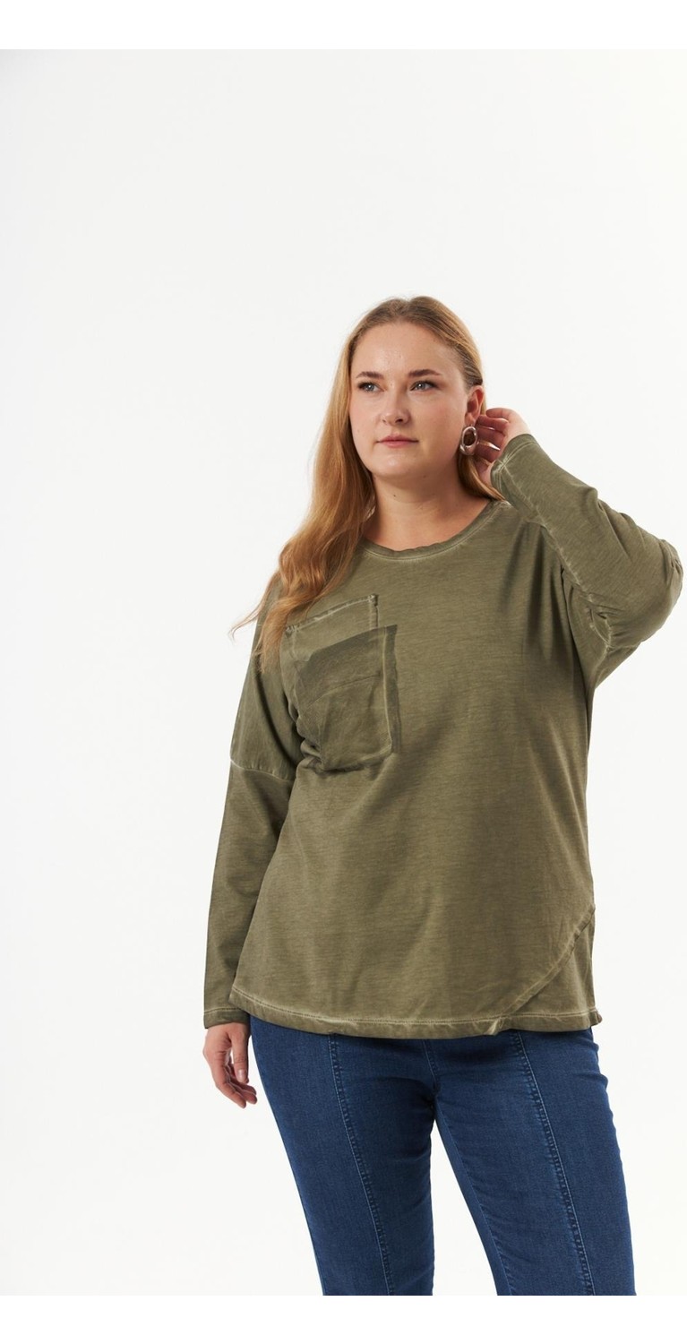 Rmg Büyük Beden Cep Detay Parça Boya Sweatshirt Indigo görsel 4