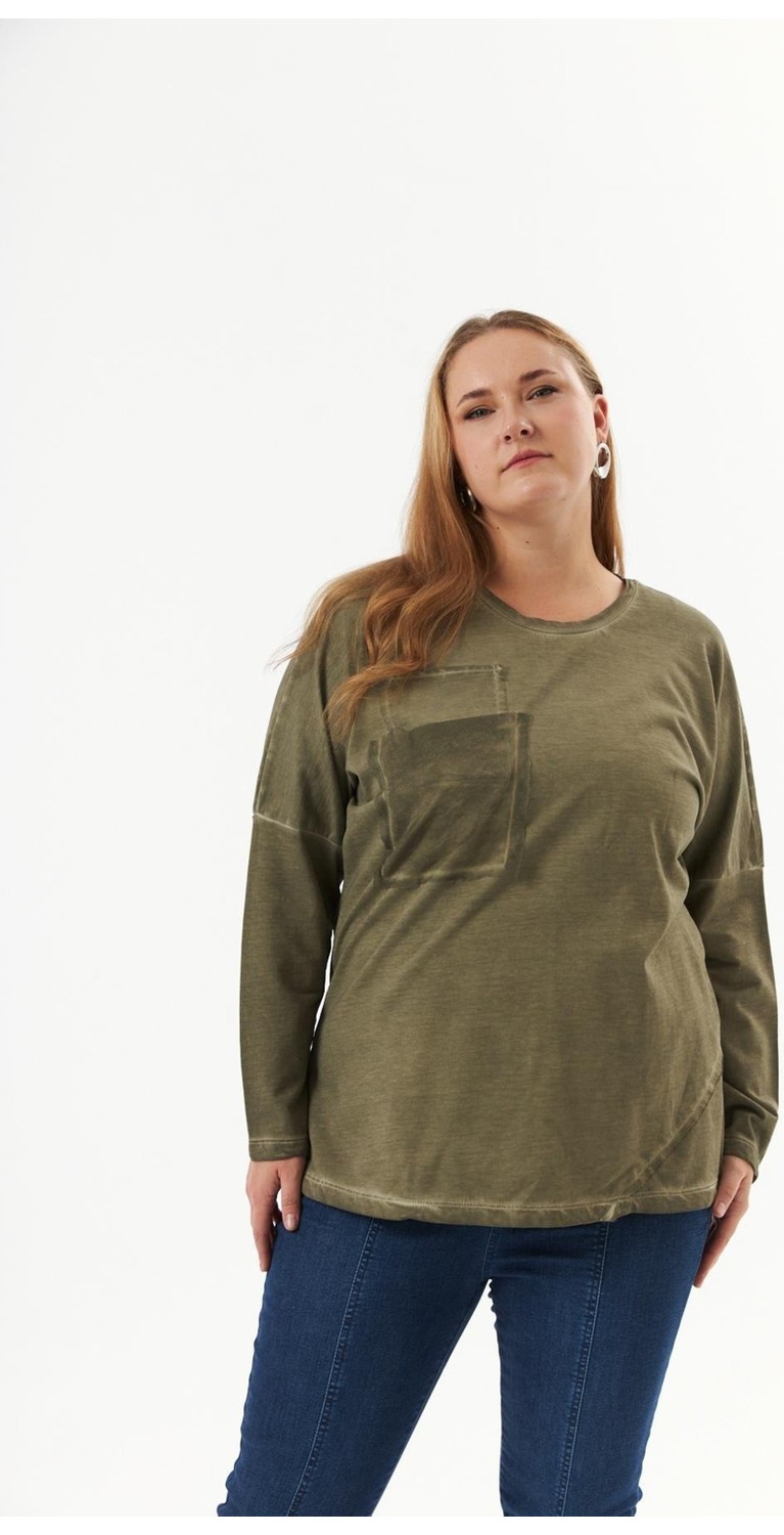 Rmg Büyük Beden Cep Detay Parça Boya Sweatshirt Indigo görsel 5