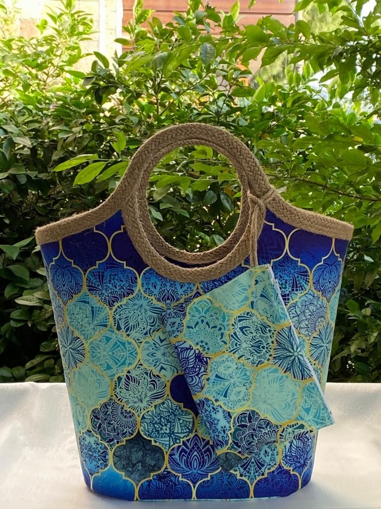 Çanta Tasarımcısı Plaj Bags Plaj Çantası Mavi Moroccon görsel 2