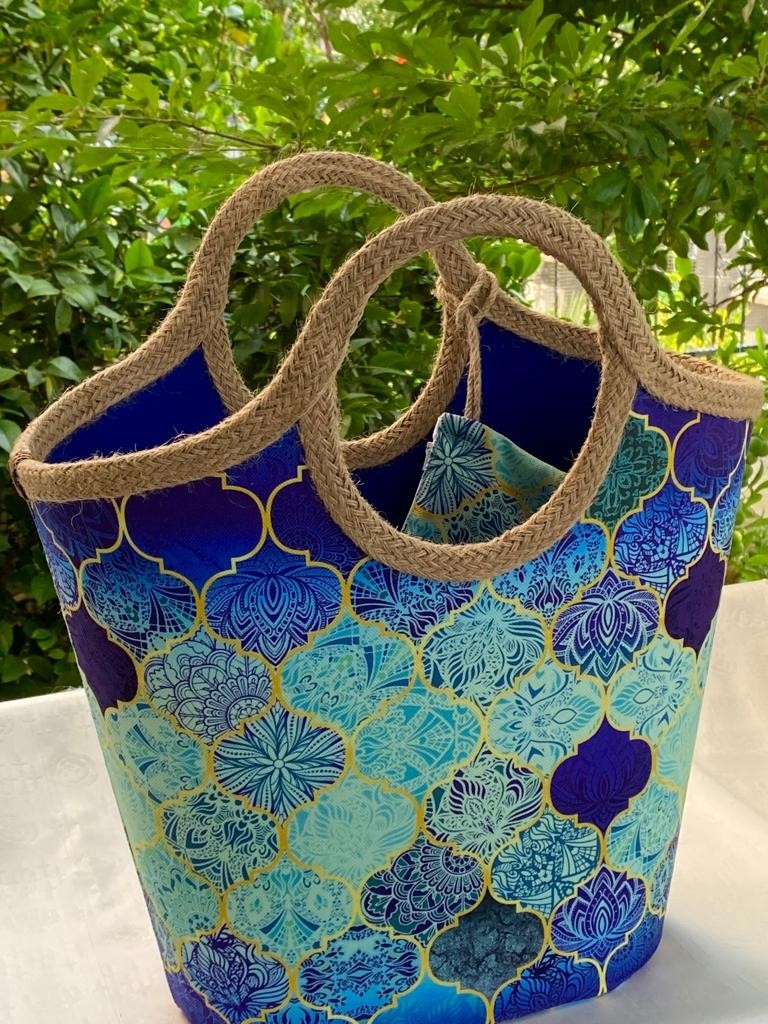 Çanta Tasarımcısı Plaj Bags Plaj Çantası Mavi Moroccon görsel 5