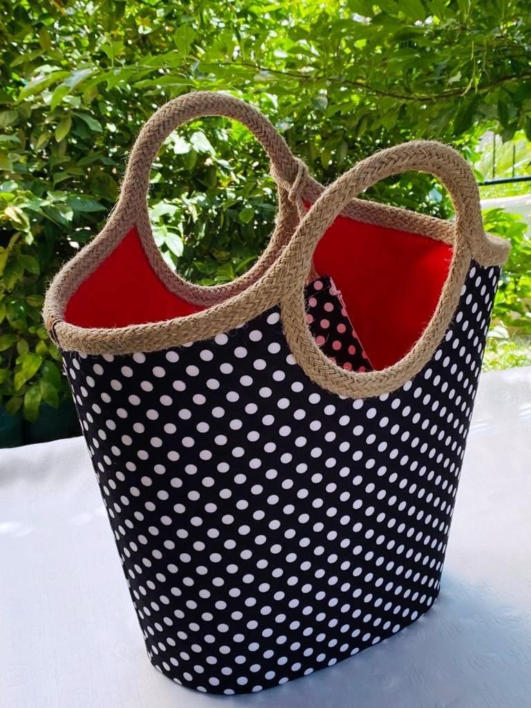 Çanta Tasarımcısı Plaj Bags Plaj Çantası Siyah Puantiye görsel 5