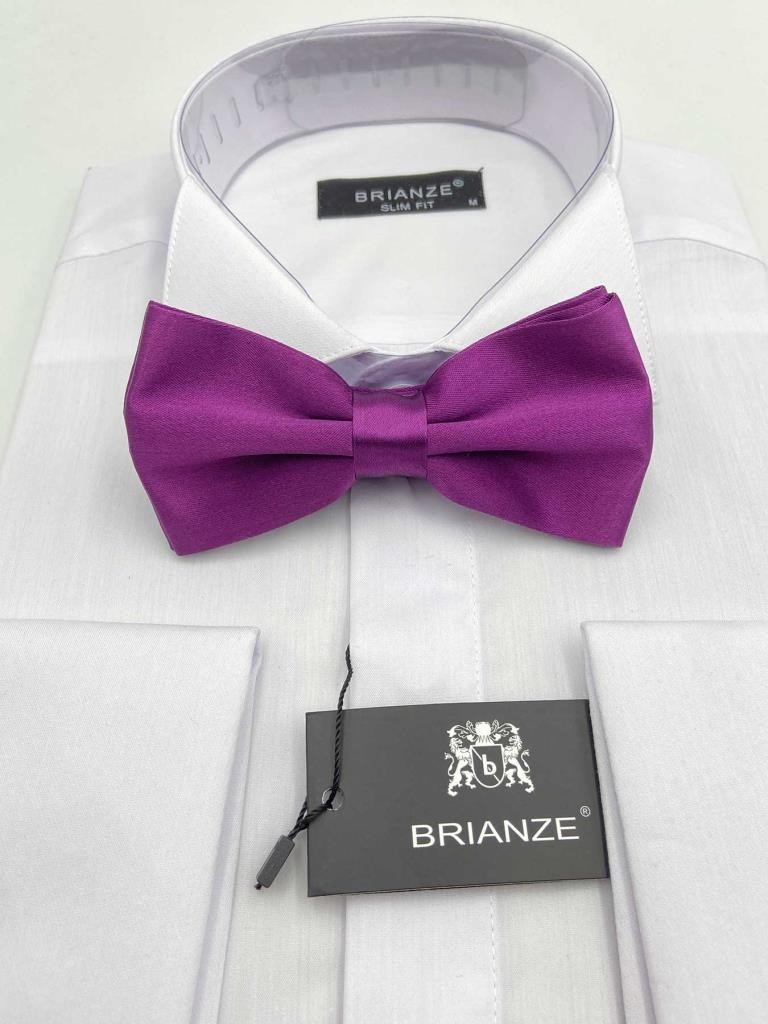 Brianze Koyu Mor Düz Renk Saten Papyon