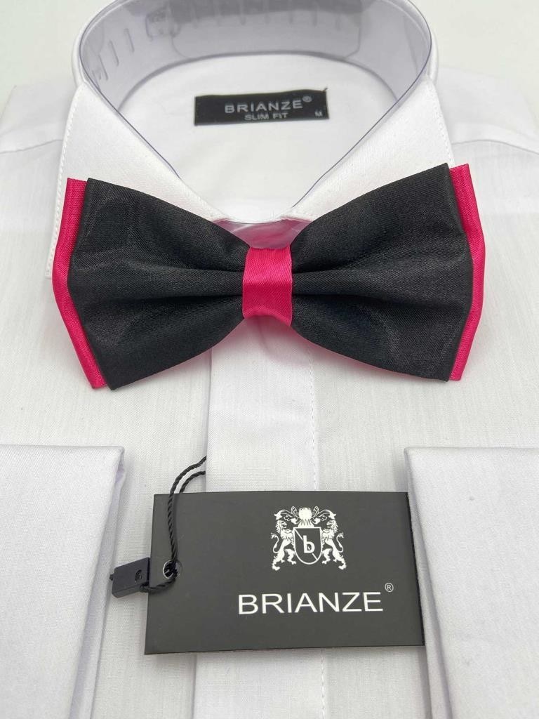 Brianze Siyah Fuşya Saten Papyon