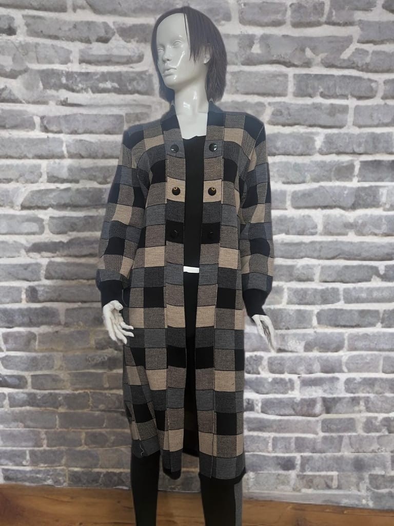 Çalıkuşu Triko Çalıkuşu Kareli Pike Örgü Hırka M2368