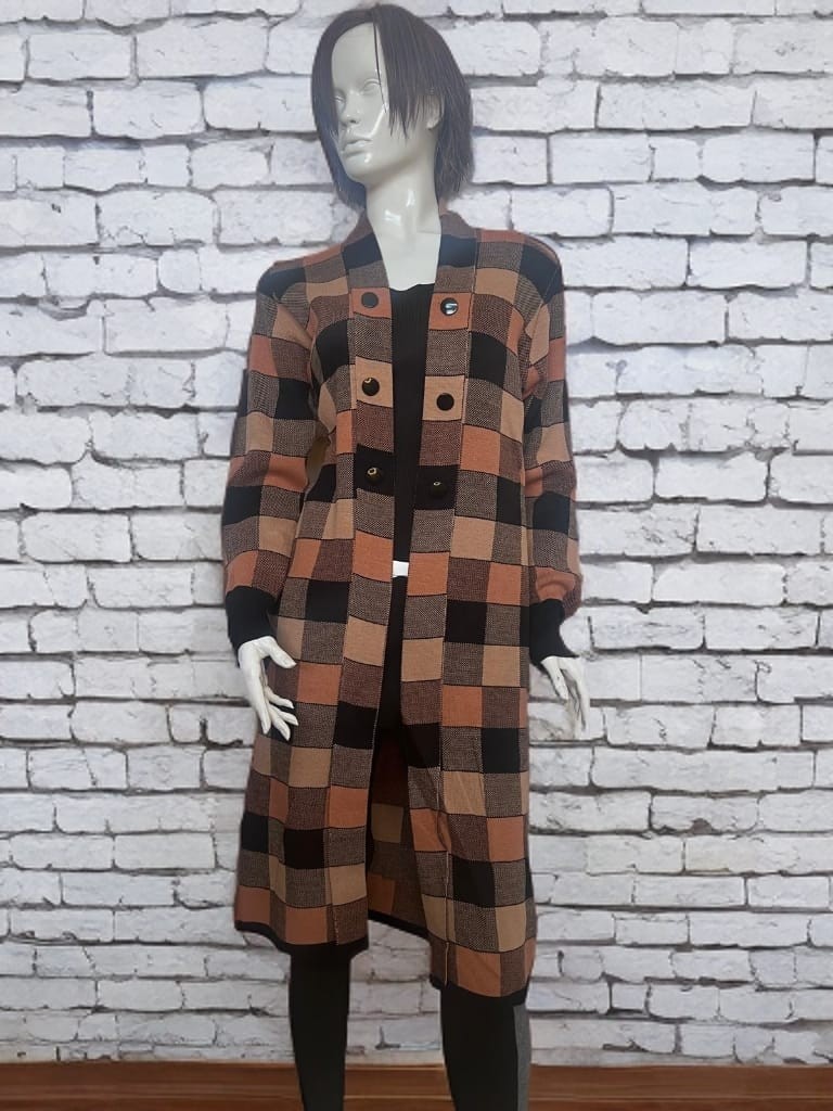Çalıkuşu Triko Çalıkuşu Kareli Pike Örgü Hırka M2368 görsel 4