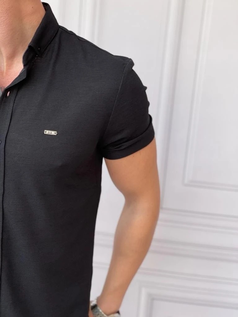 Modefendicom Slim Fit Pamuk Örme Polo Yaka Kısa Kollu Gömlek görsel 2