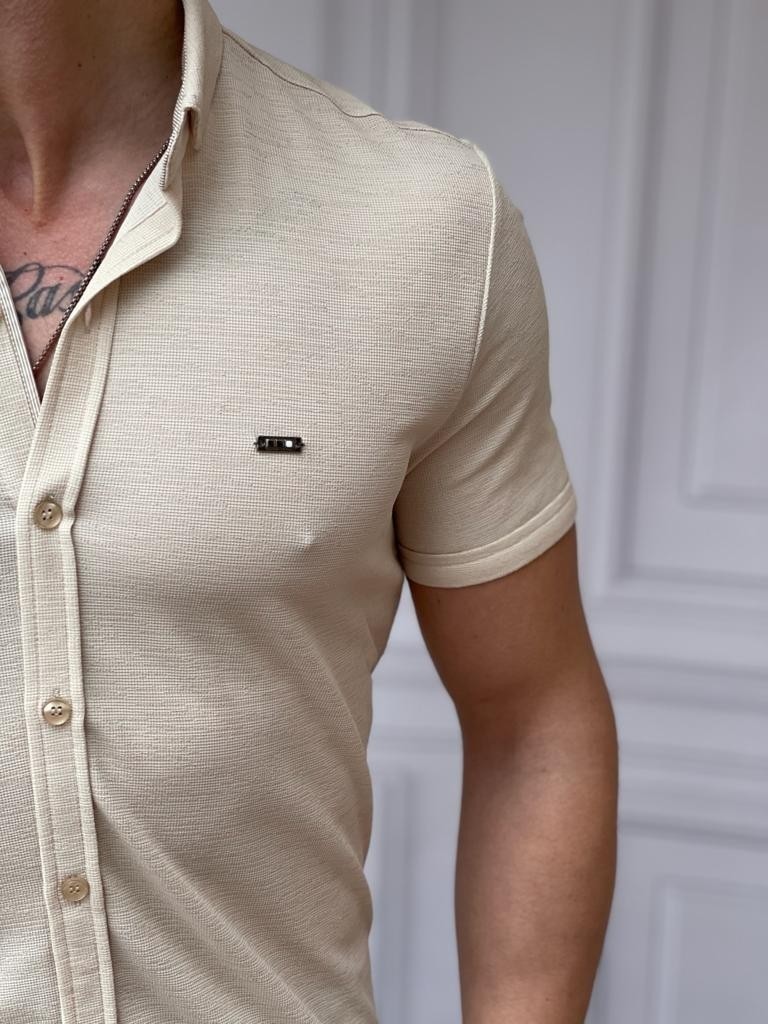 Modefendicom Slim Fit Pamuk Örme Polo Yaka Kısa Kollu Gömlek görsel 5