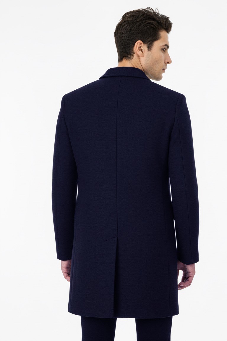 Süvari Slim Fit Sivri Yaka Erkek Koyun Yünlü Kaban görsel 3