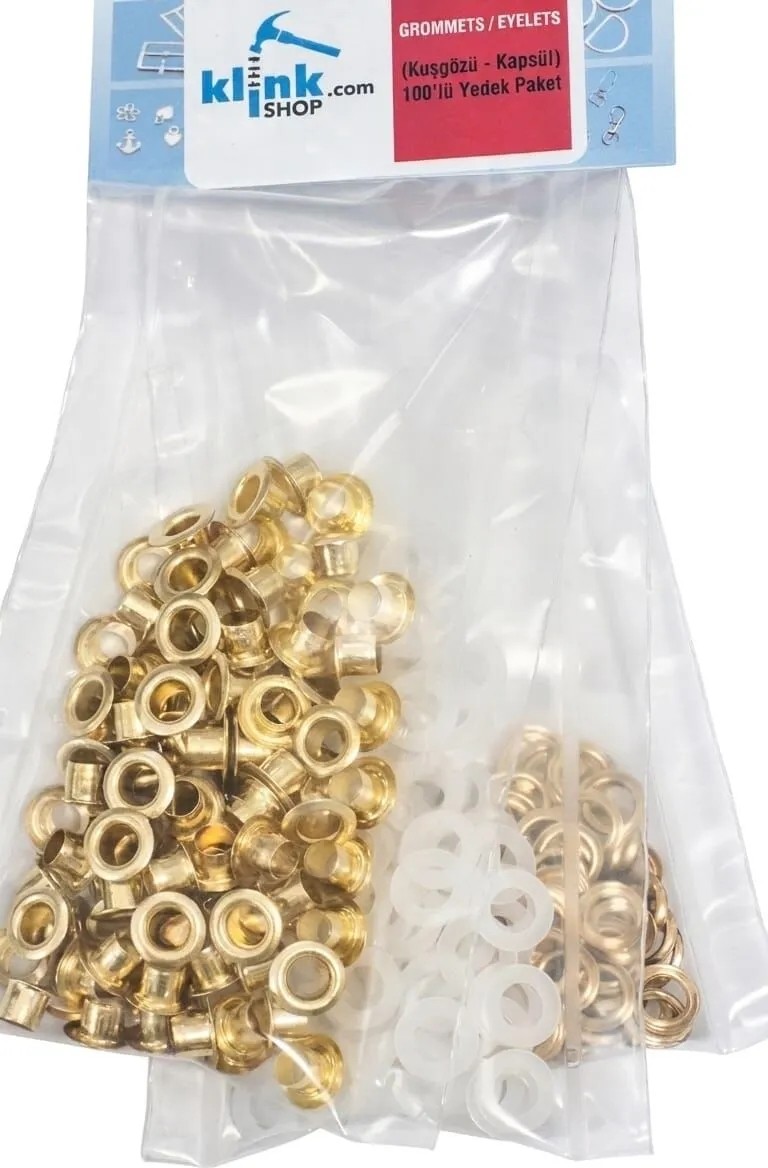 Klinkshop 3 Numara Gold Renk Kuşgözü - 5 mm Aparatsız Malzeme Paketi - 100 Adet Paslanmaz Pirinç Kuşgözü