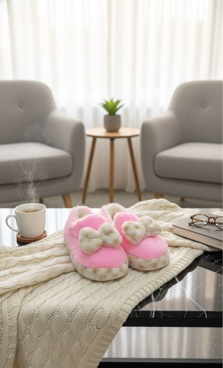 Slipcat Kadın Peluş Ev Pandufu Kaymaz Taban Konforlu ve Sevimli Tasarım Siyah Renk