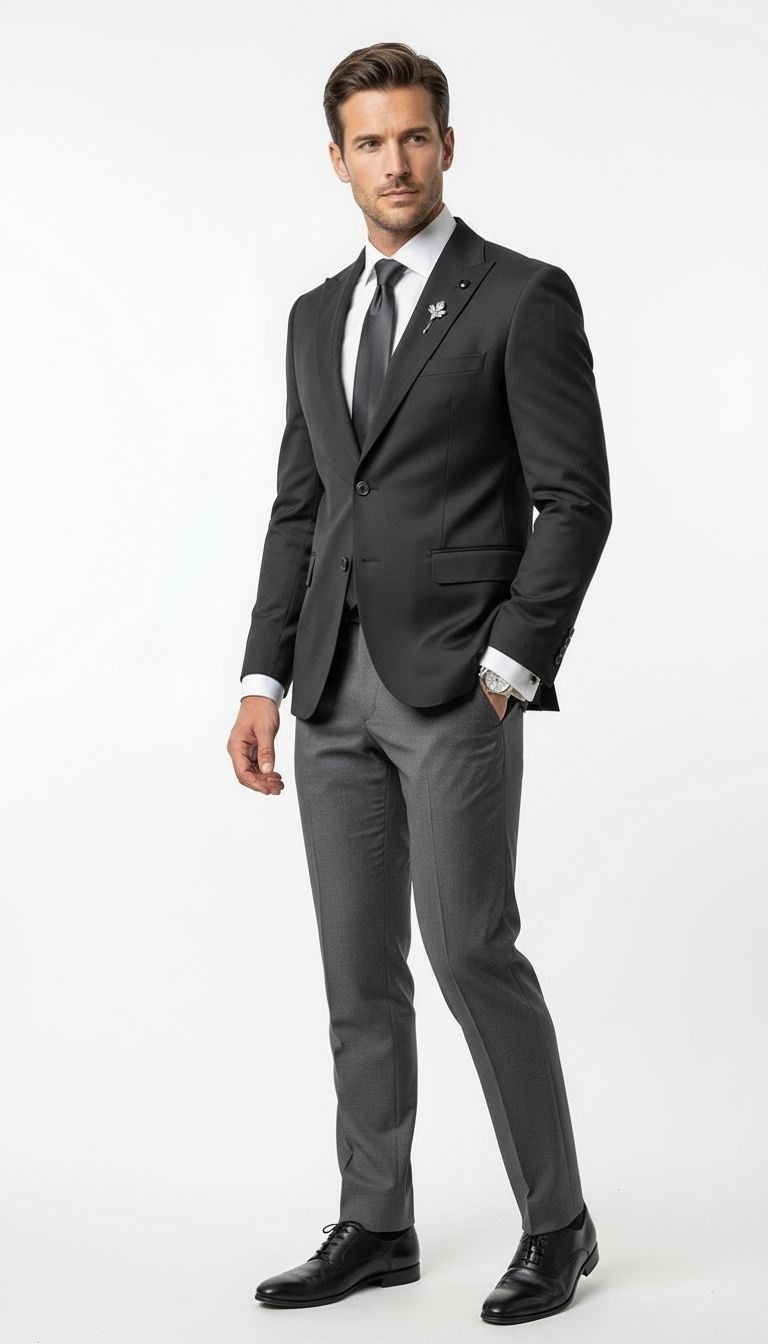 Plus Scorpion Erkek Blazer Ceket Twill Puntolu Kırlangıç Yaka 2 Düğmeli Çift Yırtmaçlı Slim Fit görsel 4