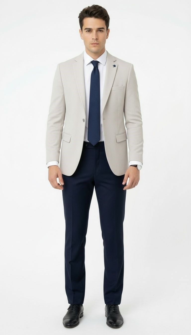 Plus Scorpion Taş Rengi Slim Fit Erkek Blazer Ceket, Modern Ofis & Davet Stili görsel 4