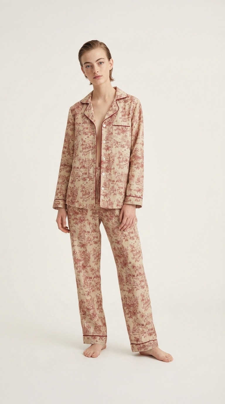 Minteks After Bath Toile Jungle Kadın Pijama Takımı görsel 8