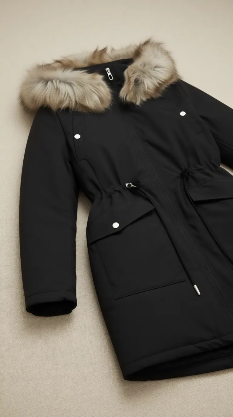 Only Onlsylvı Kadın Siyah Kapüşonlu Parka Ceket görsel 3