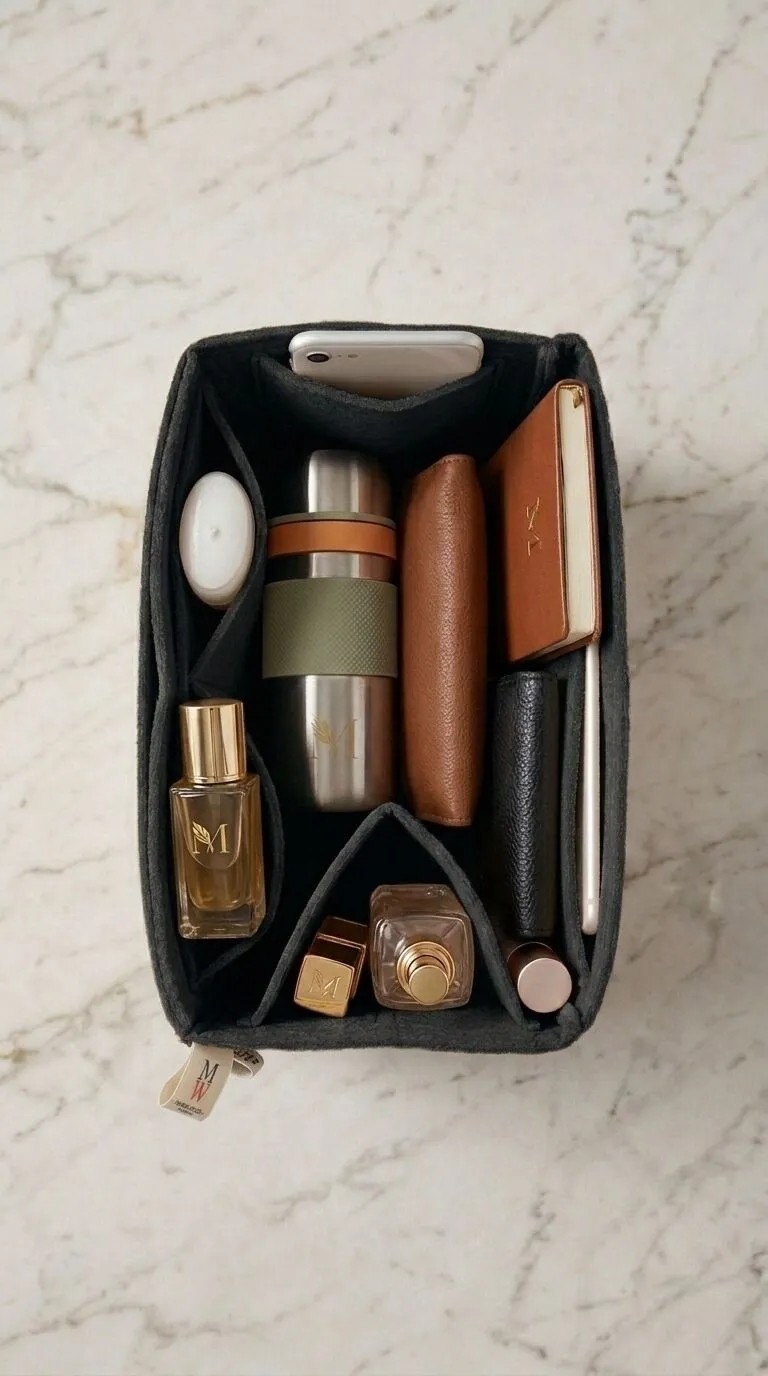 Marjinal W Club Tek Suluklu Çanta İçi Organizer Siyah 28x15x12 görsel 5