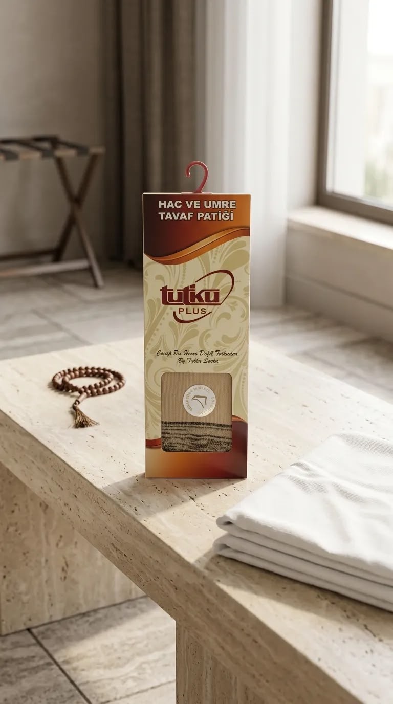 Tutku Plus Hac ve Umre Tavaf Patiği Kadın & Erkek Çift Paket | Kaydırmaz Silikon Tabanlı, Nefes Alan, Yumuşak ve Hafif Ibadet Çorabı (2 Çift) görsel 4