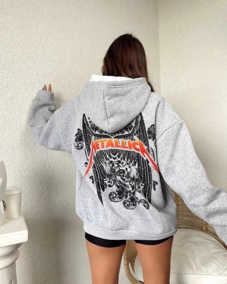 TeknoKapsül Baskılı Kapüşonlu Sweat - Gri - Gri / M görsel 2