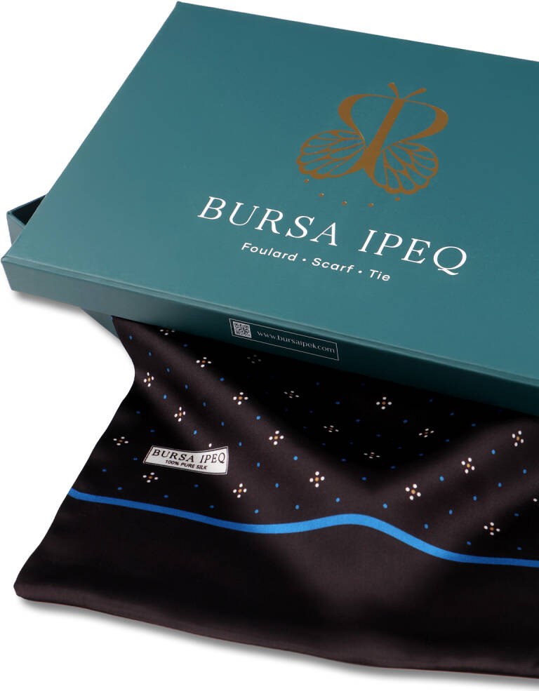 Bursa İpek Kahverengi Desenli Erkek Ipek Kaşkol görsel 3