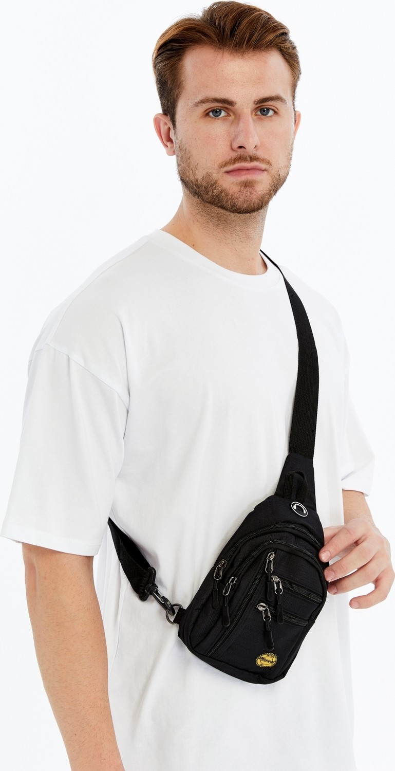 Ramsburry Unisex Siyah Su Geçirmez USB ve Kulaklık Girişli Mini Bel ve Omuz Çanta Freebag görsel 2
