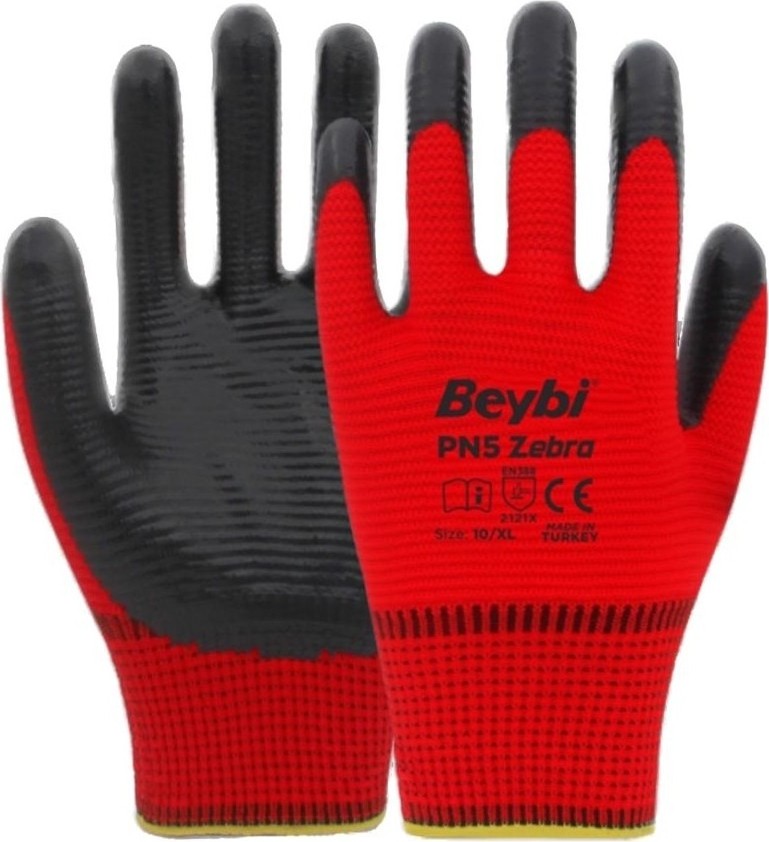 TeknoKapsül No:10-12 Beden Zebra Polyester Örme Nitril Eldiven görsel 3