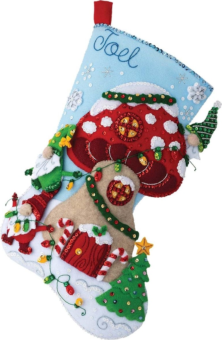 Aesco Bucilla, Gnome Christmas 45,72 cm Keçe Aplike Çorap Yapma Kiti, Kendin Yap Tatil Iğne Noktası Sanatları ve El Sanatları Için Mükemmel, 89473E