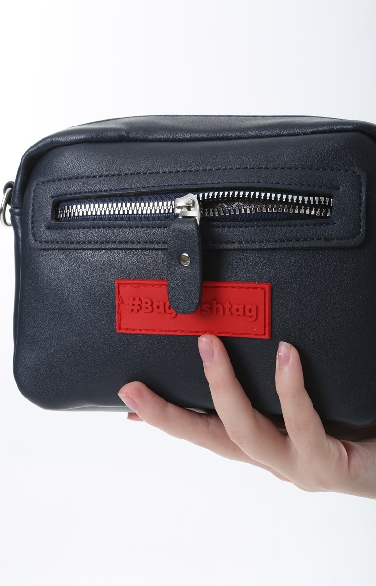 Baghashtag Lacivert Minik Unisex 3 Gözlü Deri Çanta görsel 8