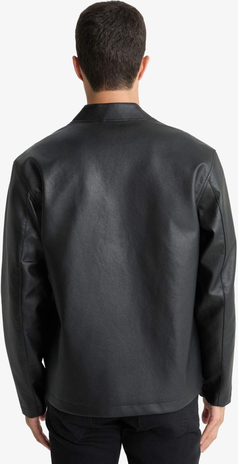DeFacto Su İtici Slim Fit Dik Yaka Fermuarlı Suni Deri Ceket Mont D8525AX26SP görsel 7