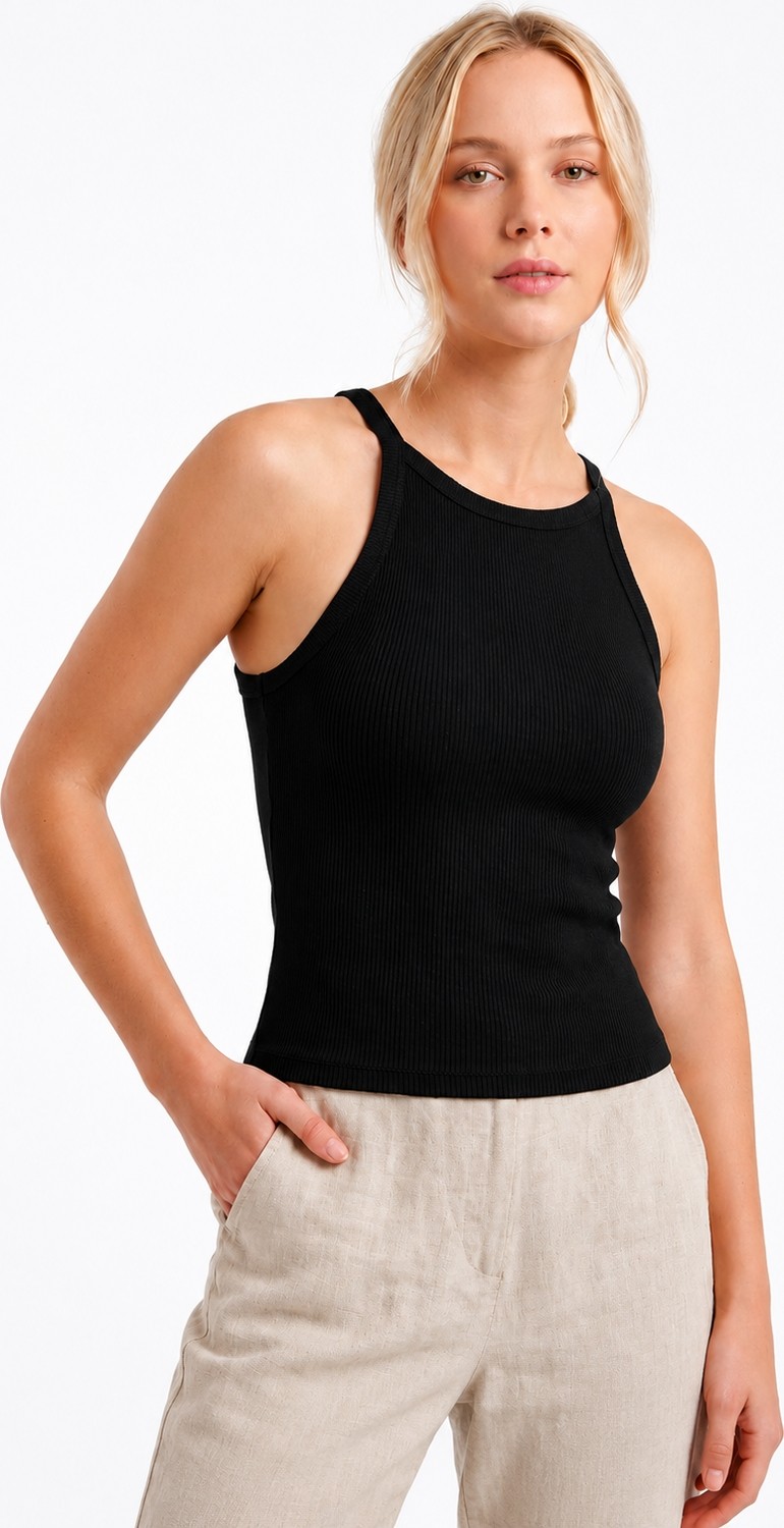 NBB Siyah Halter Yaka Fitilli Seamless Body görsel 2