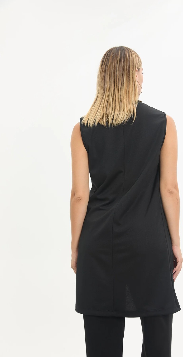 Kado Outlet Kado Online Kadın Uzun Kolsuz Rahat Kesim Şık Yelek Siyah görsel 6