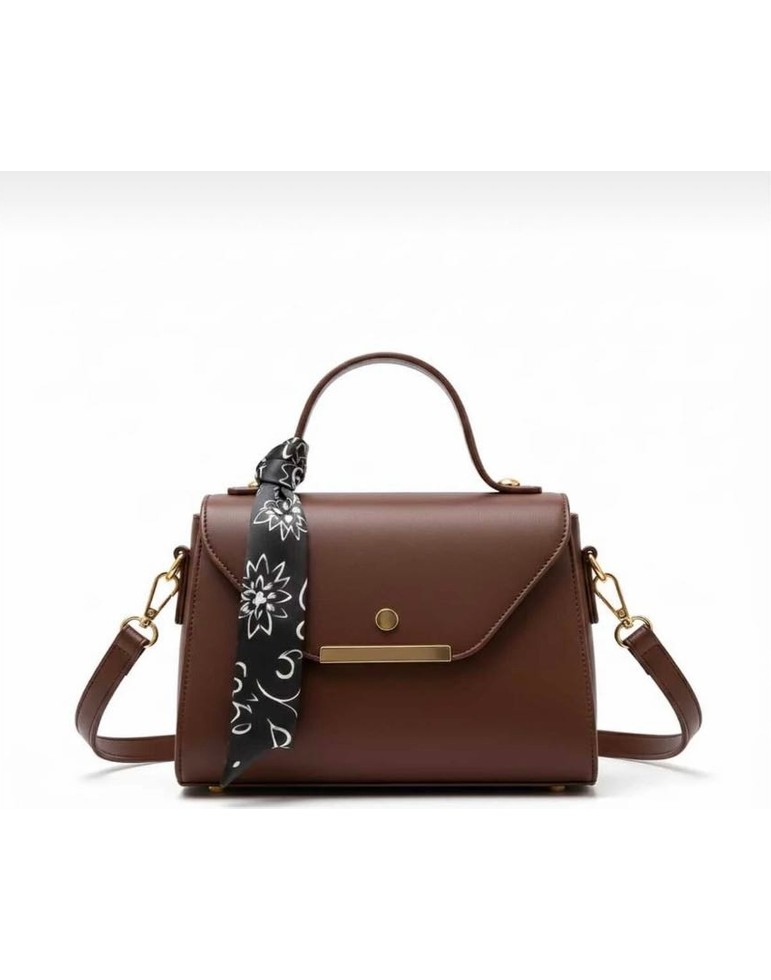 Arvelia Suni Deri Fular Detaylı Omuz &el Çantası(Fular Rengi Değişebilir) görsel 7