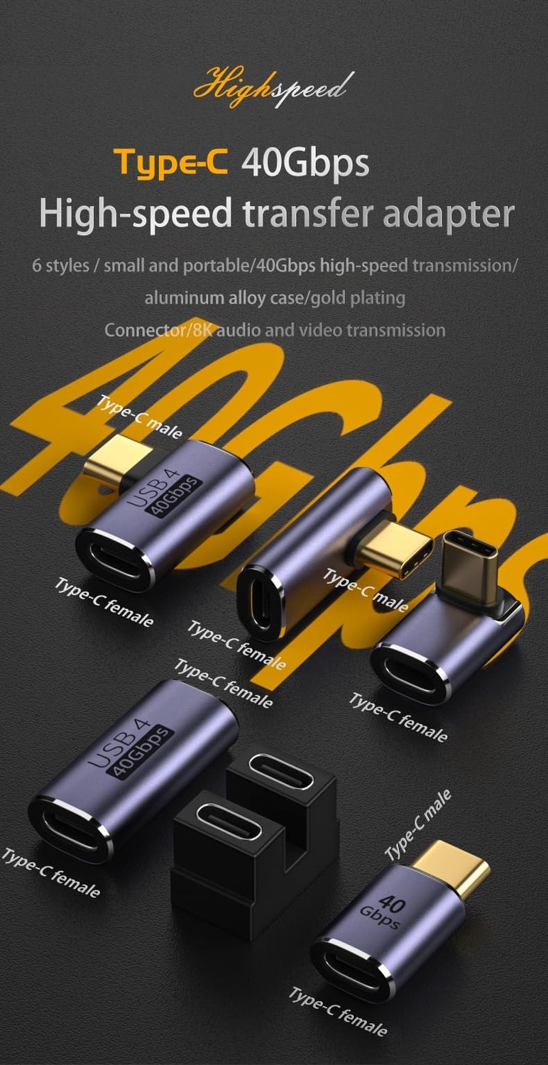 Aesco Livx Usb4 40GBPS L Tip Type-C Adaptör, 8k 60Hz 240W Pd, Erkek Dişi Usb-C Dirsek Dönüştürücü, Thunderbolt 4 Uyumlu Otgc görsel 2