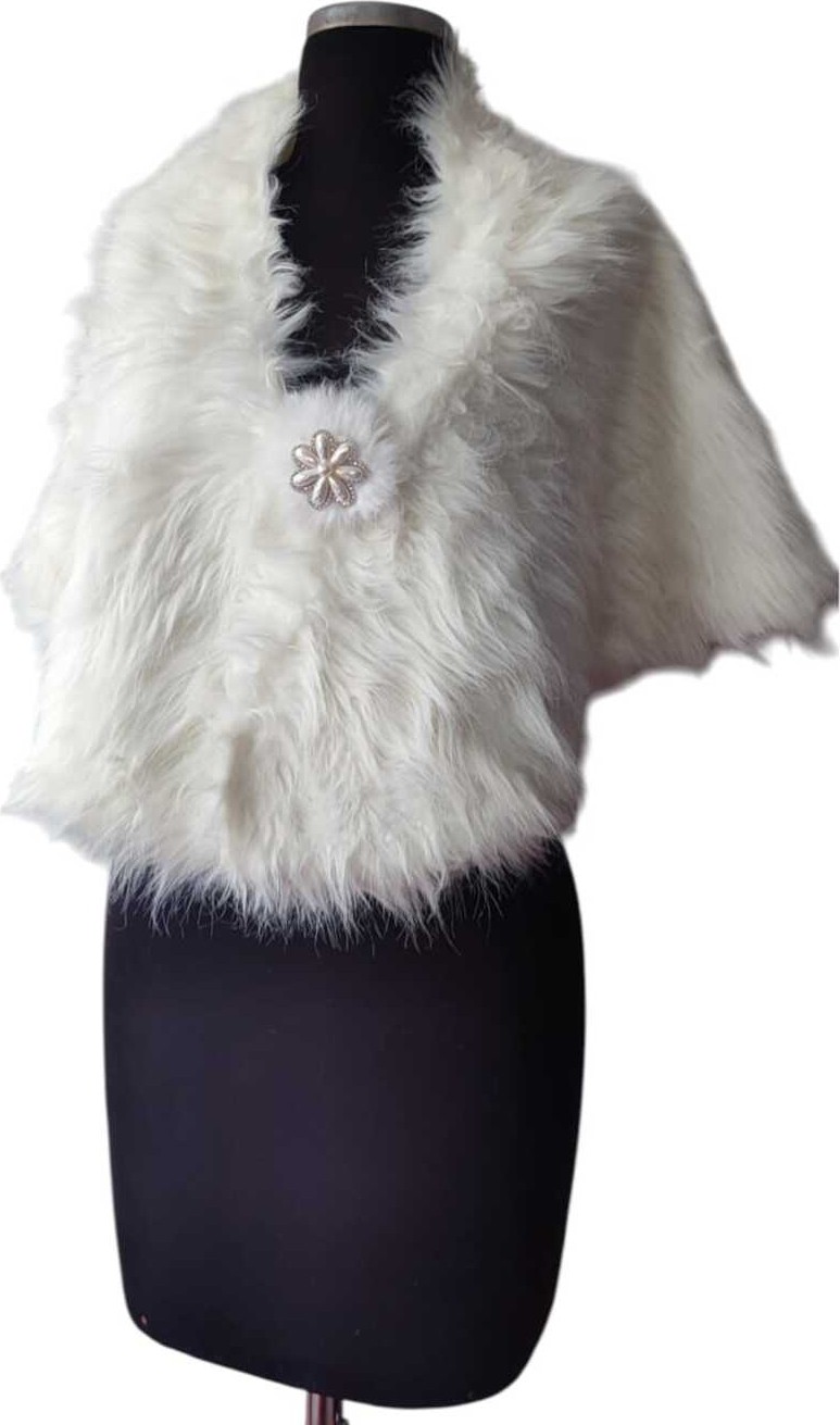 Moda Nur Pelerin, Kürk Bolero, Beyaz Bolero ,gelin Bolero 1.40*50 cm