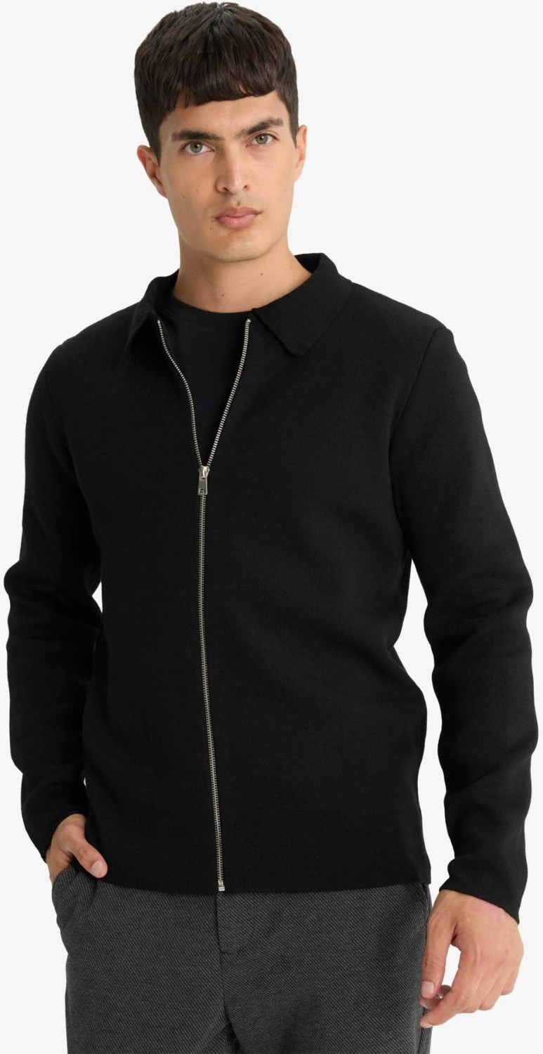 DeFacto Standart Fit Polo Yaka Basic Düz Fermuarlı Triko Hırka D3592AX25WN görsel 3