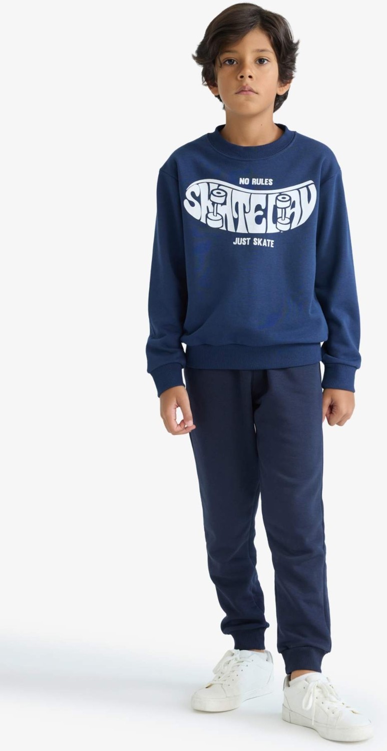 DeFacto Bisiklet Yaka Baskılı Sweatshirt Erkek Çocuk F2841A825AU görsel 2
