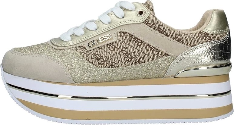 Guess Kadın Kalın Tabanlı Gold Logolu Sneaker Düz Taban ile Şık ve Rahat Ayakkabı