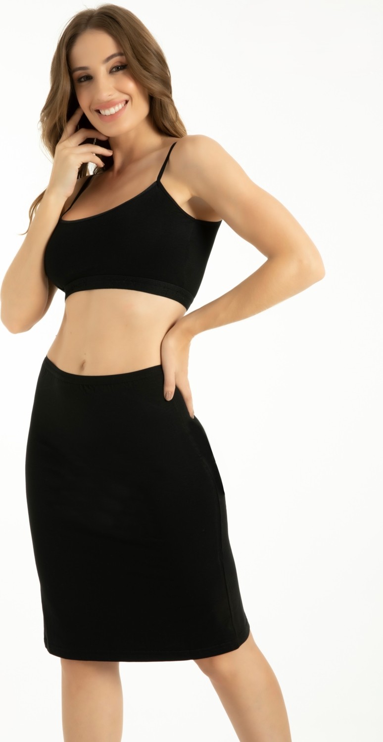 Love Dream Bambu Uzun Jüpon Etek Astarı Kadın 95% Bambu %5 Elastan Siyah Modeli